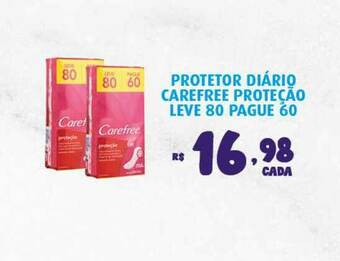 Bahamas Supermercados Protetor Diário Carefree Proteção Leve 80 Pague 60 oferta