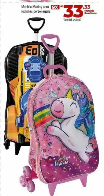 Mochila Maxtoy Com Rodinhas Personagens