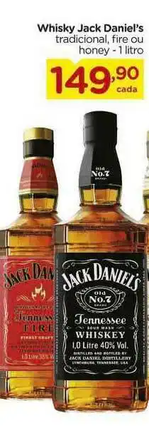 Carrefour Whisky Jack Daniel's Tradicional Fire Ou Honey oferta