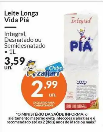 Zaffari Leite Longa Vida Piá oferta