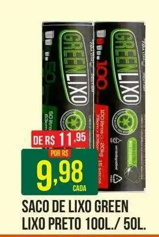 Saco De Lixo Green Lixo Preto 100l. 50l.