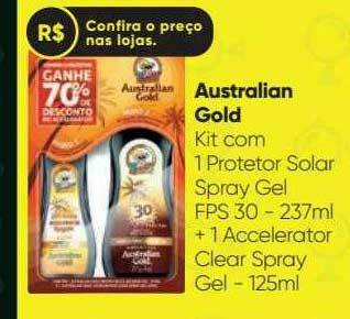 Drogaria São Paulo Australian Gold Kit Com 1 Protetor Solar Spray Gel Fps 30 + 1 Accelerator Clear Spray Gel oferta