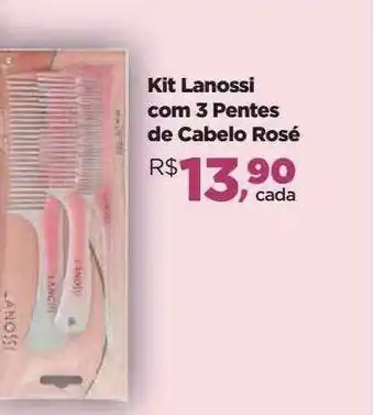 Farmácias Nissei Kit Lanossi Com 3 Pentes De Cabelo Rosé oferta