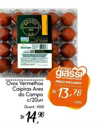 Giassi Supermercados Ovos Vermelhos Caipiras Ares Do Campo C 20un oferta