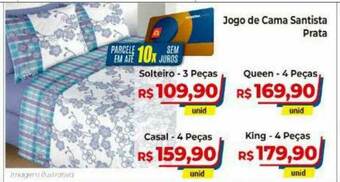 Hiper Moreira Jogo De Cama Santista Prata oferta