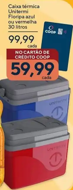 Coop Caixa térmica Unitermi Floripa azul ou vermelha oferta