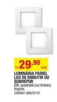 Leroy Merlin Luminária Painel Led De Embutir Ou Sobrepor oferta
