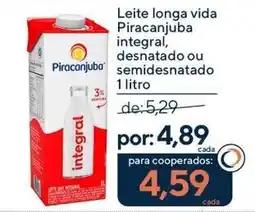 Coop Leite longa vida Piracanjuba integral, desnatado ou semidesnatado oferta