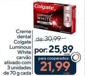 Coop Creme dental Colgate Luminous White carvão ativado oferta