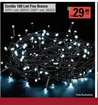 Preçolândia Cordão 100 Led Fixo Branco oferta