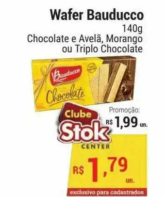 Stok Center Wafer Bauducco Chocolate E Avelã Morango Ou Triplo Chocolate oferta
