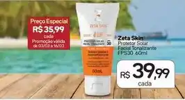 Drogal Zeta skin - protetor facial tonalizante fps30 oferta