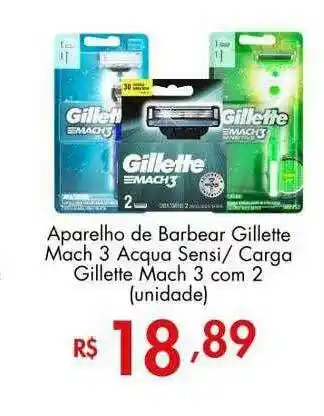 Supermercados Imperatriz Aparelho De Barbear Gillette Mach 3 Acqua Sensi Carga Gillete Mach 3 Com 2 oferta
