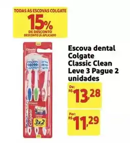 Extra Colgate - escova dental classic clean leve 3 pague 2 unidades oferta