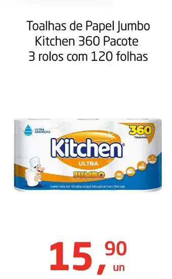 Tenda Atacado Toalhas de Papel Jumbo Kitchen 360 Pacote 3 rolos com 120 folhas oferta