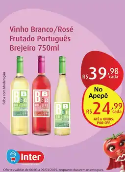 Supermercados Intercontinental Vinho Branco/Rosé Frutado Português Brejeiro oferta