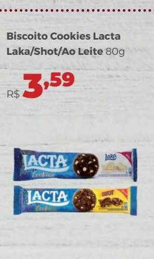 Villarreal Supermercados Biscoito Cookies Lacta Laka Shot Ao Leite oferta