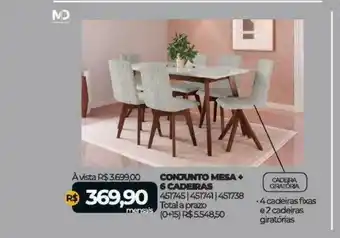 Lojas Certel Conjunto Mesa + 6 Cadeiras Md 451745 451741 451738 oferta