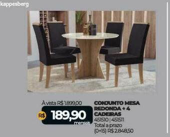 Lojas Certel Conjunto Mesa Redonda + 4 Cadeiras Kappesberg oferta