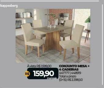 Lojas Certel Conjunto Mesa + 4 Cadeiras Kappesberg oferta