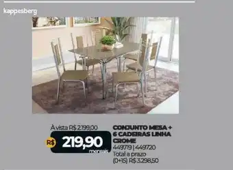 Lojas Certel Conjunto Mesa + 6 Cadeiras Linha Crome Kappesberg oferta