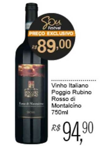 Festval Vinho Italiano Poggio Rubino Rosso Di Montalcíno oferta