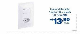Comjol Conjunto Interruptor Simples 10a + Tomada 10a Zeffia Pial oferta