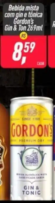 Frangolândia Bebida Mista com gin a tonica Gordon's Gin & Ton 269ml oferta