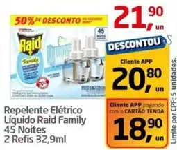 Tenda Atacado Repelente Elétrico Líquido Raid Family 45 Noites oferta