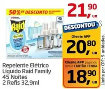 Tenda Atacado Repelente Elétrico Líquido Raid Family 45 Noites oferta