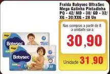 Spani Atacadista Babysec - fralda ultrasec mega galinha pintadinha pq-42/ md-38/ gd-32/ xg- 30/xxg-28 un oferta