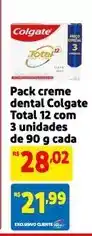 Extra Colgate - pack creme dental total 12 com 3 unidades oferta