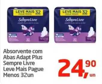 Tenda Atacado Absorvente com Abas Adapt Plus Sempre Livre Leve Mais Pague Menos 32un oferta