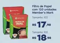 Sam's Club Member's mark - filtro de papel com 120 unidades oferta