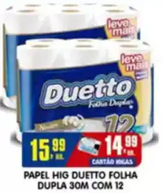 Higa's Supermercado Papel hig duetto folha dupla 30m com 12 oferta