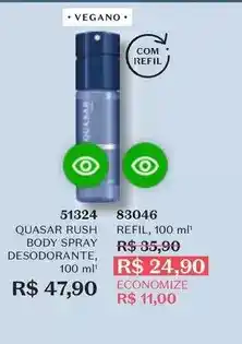 O Boticário Quasar - rush body spray desodorante oferta