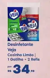 Sam's Club Veja - desinfetante cozinha limão 1 gatinho + 2 refís oferta