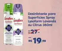 Sam's Club Lysoform - desinfetante para superficies spray lavanda ou citrus oferta