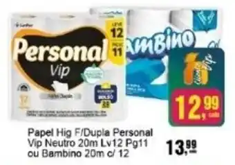 Negreiros Papel Hig F/Dupla Personal Vip Neutro 20m oferta