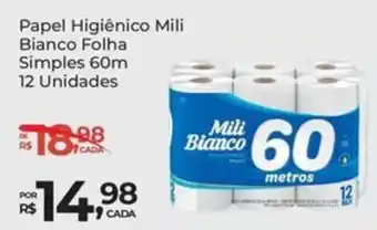 Super Luna Papel Higiênico Mili Bianco Folha Simples 60m oferta