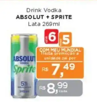 Supermercados Mundial Drink Vodka ABSOLUT + SPRITE oferta