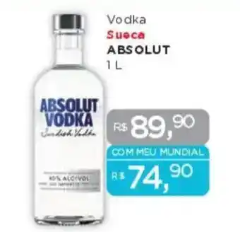 Supermercados Mundial Vodka Sueca ABSOLUT oferta