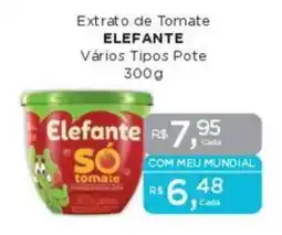 Supermercados Mundial Extrato de Tomate ELEFANTE Vários Tipos Pote oferta