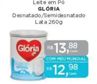 Supermercados Mundial Leite em Pó GLÓRIA Desnatado/Semidesnatado Lata oferta