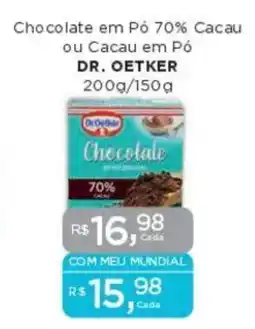 Supermercados Mundial Chocolate em Pó 70% Cacau ou Cacau em Pó DR. OETKER oferta