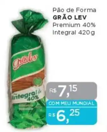 Supermercados Mundial Pão de Forma GRÃO LEV Premium 40% Integral oferta