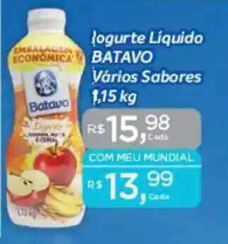 Supermercados Mundial logurte Liquido Batavo Vários Sabores oferta