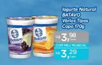 Supermercados Mundial logurte Natural BATAVO Vários Tipos Copo oferta