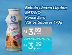 Supermercados Mundial Bebida Láctea Liquida BATAVO Pense Zero Vários Sabores oferta