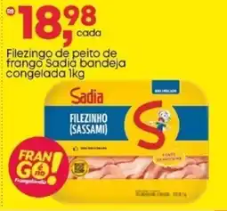 Frangolândia Filezingo de peito de frango Sadia bandeja congelada oferta